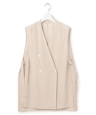 23区 【先行予約】ライトシアーマットクロス ノーカラー ジレ ベージュ系