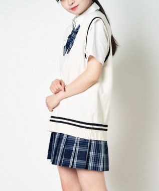 WEGO 【SCHOOLITEM】ラインスクールニットベスト オフホワイト