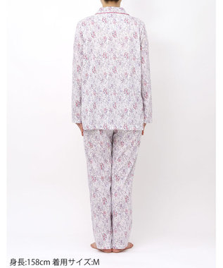 WACOAL パジャマ 長袖 長ズボン 綿100%(本体) 天竺素材 ミントン レディース NDX560 /ワコール ホワイト