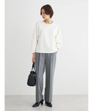 Green Parks パール付ポンチカットプルオーバー Off White