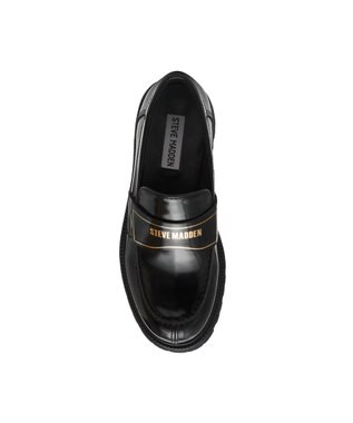 STEVE MADDEN FILE-AWAY ロゴベルト厚底ローファー ブラック
