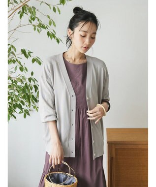 CRAFT STANDARD BOUTIQUE UVカット/接触冷感/マシンウォッシャブル/Vネックニットカーディガン Gray Beige