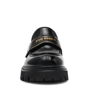 STEVE MADDEN FILE-AWAY ロゴベルト厚底ローファー ブラック