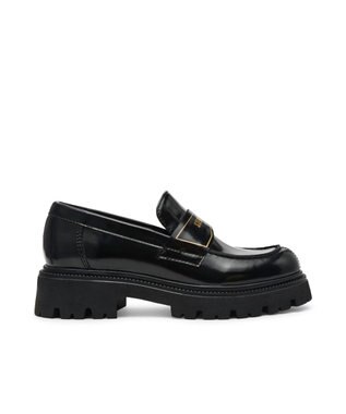 STEVE MADDEN FILE-AWAY ロゴベルト厚底ローファー ブラック