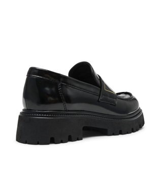 STEVE MADDEN FILE-AWAY ロゴベルト厚底ローファー ブラック