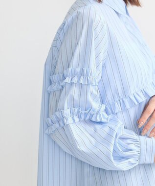 earth music&ecology レギュラーカラーフリルシャツ Light Blue