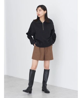 earth music&ecology ハーフＺＩＰスウェット Black
