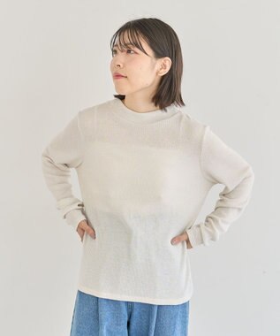 Green Parks ｉｎ　ラメリブハイネックプルオーバー Ecru