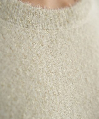 YECCA VECCA ラメフェザー袖フリンジニット Ivory