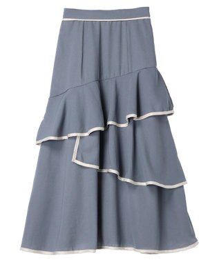 earth music&ecology パイピングフリルティアードスカート Gray
