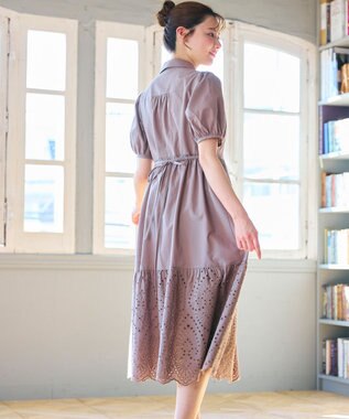 Feroux 刺繍入りシャツ ワンピース ダークブラウン系