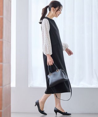 ANY ポコポコバルーン袖ブラウス オフ×ブラックドット