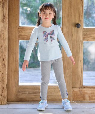 ANY KIDS ミラクルスパンコール長袖Tシャツ サックスブルー（リボン）