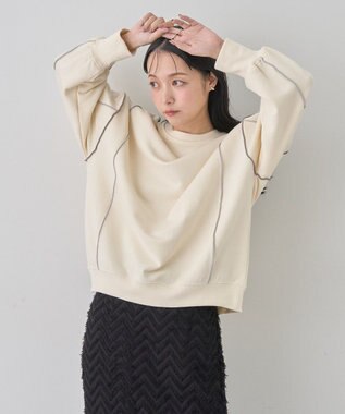 earth music&ecology 配色ルーズチュニック Ivory