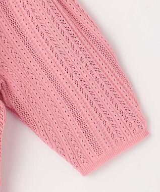 組曲 L 【WEB限定】編地切り替え 半袖ニット ピーチ系