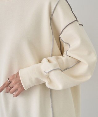 earth music&ecology 配色ルーズチュニック Ivory