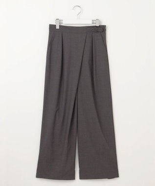 J.PRESS LADIES 【洗える】ストレッチタイプライター ラップディテール ワイド パンツ チャコール系