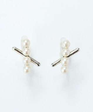 Phoebe 【痛くないシリーズ/金属アレルギー対応】パールクロスライトフィットイヤリング　シルバー