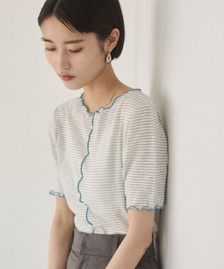 WEGO 【ANGIE VINTAGE】シアーボーダーメロウトップス グレーボーダー