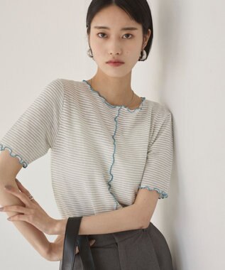 WEGO 【ANGIE VINTAGE】シアーボーダーメロウトップス グレーボーダー