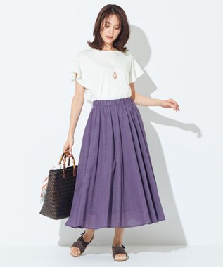 ANY 【ウエストゴム】シャンブレーライク スカート パープル