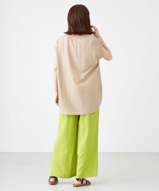 SHARE PARK LADIES ドライタッチリネンライクパンツ 黄緑系