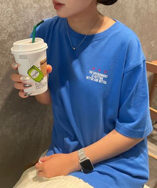 WEGO ヴィンテージライクグラフィックTシャツ ブルー