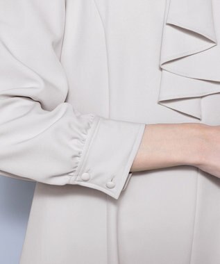 Tiaclasse L 【ダブルクロス】【洗える】フリルドレープワンピース グレージュ