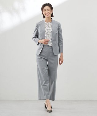 J.PRESS LADIES 【セットアップ対応・洗える・撥水】コットンFITTY ストレート パンツ グレー系