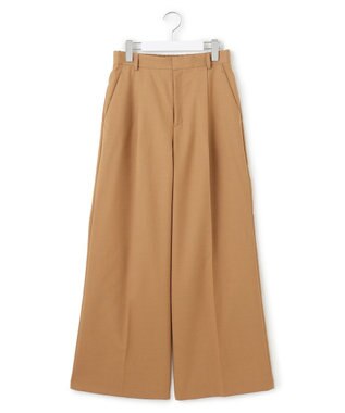 23区 S 【滝沢眞規子さん着用/CanCam11月号掲載】ナチュラルストレッチサキソニー タック ワイド パンツ キャメル系