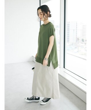 CRAFT STANDARD BOUTIQUE ＵＶカット接触冷感半袖ニットチュニック Khaki