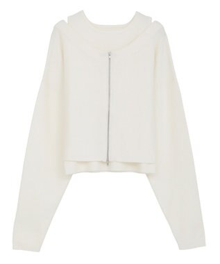 Green Parks SET2点Zipニットカーディガン+アメスリタンク Ivory