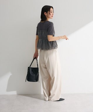 Green Parks オーガンジービスチェドッキング半袖プルオーハ Charcoal Gray