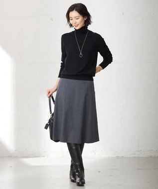 J.PRESS LADIES S 【洗える】LANATEC シャークスキン&ヘリンボーン スカート グレー系