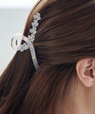 Tiaclasse フラワーモチーフクリアバンスクリップ ホワイト