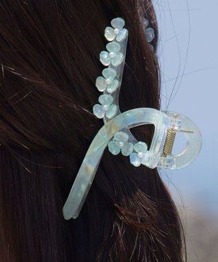 Tiaclasse フラワーモチーフクリアバンスクリップ ミント