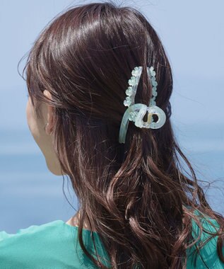 Tiaclasse フラワーモチーフクリアバンスクリップ ミント