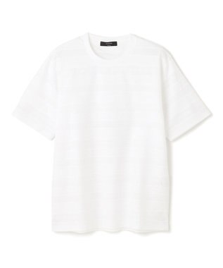 JOSEPH HOMME 新柄【ストレッチ/洗える】ジャガードボーダー　クルーネックTシャツ ホワイト系