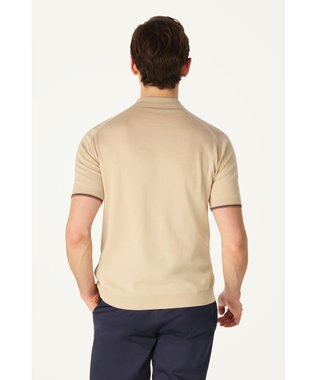 DAKS John Smedley for DAKS ハウスストライプポロシャツ アーモンド