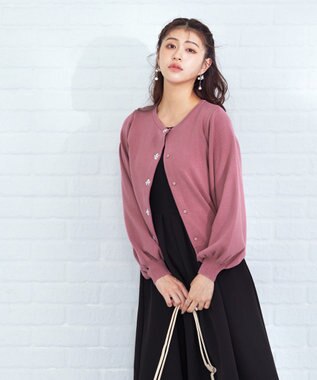 Tiaclasse 【洗える】ビジューニットカーディガン ピンク
