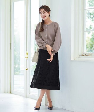 Tiaclasse 【洗える】ビジューニットカーディガン モカ