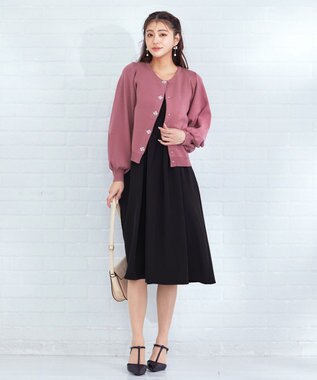 Tiaclasse 【洗える】ビジューニットカーディガン ピンク