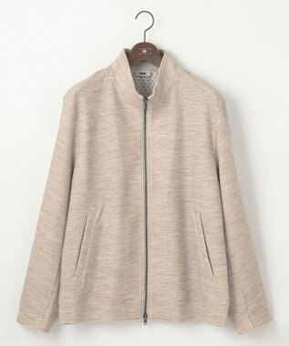 JOSEPH ABBOUD 【キングサイズ・ストレッチ/ソフト/洗える/JAPANファブリック】ウールブロックピケ スタンドジップ アウター ベージュ系