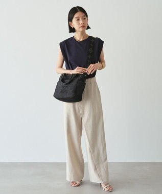 russet ナイロンラフィア2WAYトートバッグ《かごバッグ》(CE-1711) Black