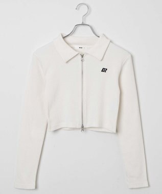 WEGO ワンポイント刺繍WZIP長袖トップス オフホワイト