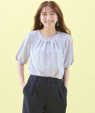  【洗える】フロントタック ブラウス