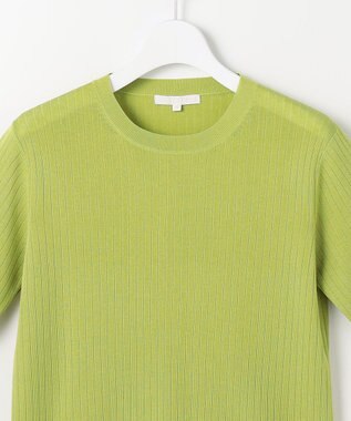 自由区 L 【アンサンブル対応】シアーシルクミックスニット プルオーバー ライトグリーン