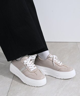 Pointer 日本製 本革ボリューム厚底スニーカー トープ