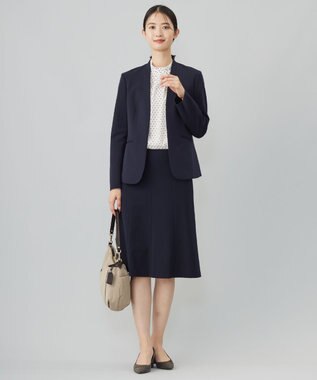 J.PRESS LADIES S T/Rアルガンシルク フレア スカート ネイビー系