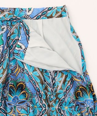 GRACE CONTINENTAL シフォンプリントギャザースカート ブルー